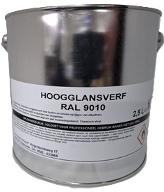 Dekkende hoogglanslak ral 9010 2,5 liter