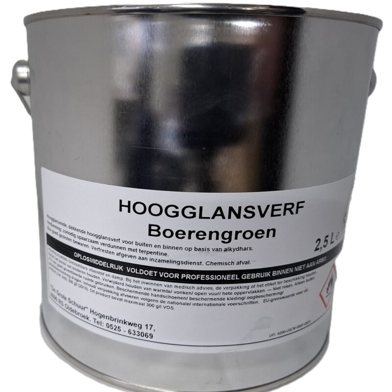 Dekkende hoogglanslak boerengroen 9325 2,5 liter