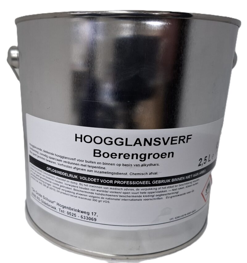 Dekkende hoogglanslak boerengroen 9325 2,5 liter