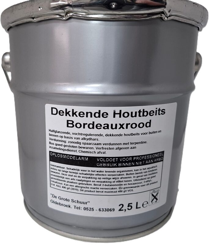 Dekkende houtbeits bordeaux rood 9346 2,5 liter