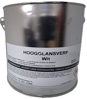 Dekkende hoogglanslak wit 2,5 liter