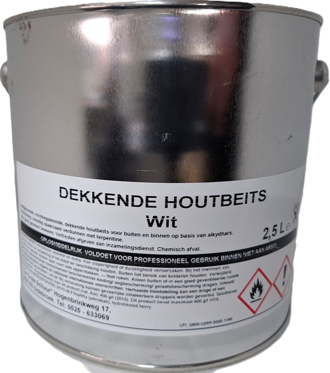 Dekkende houtbeits wit 2,5 liter