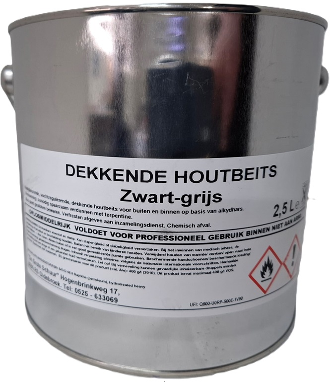 Dekkende houtbeits zwart grijs ral 7021 2,5 liter