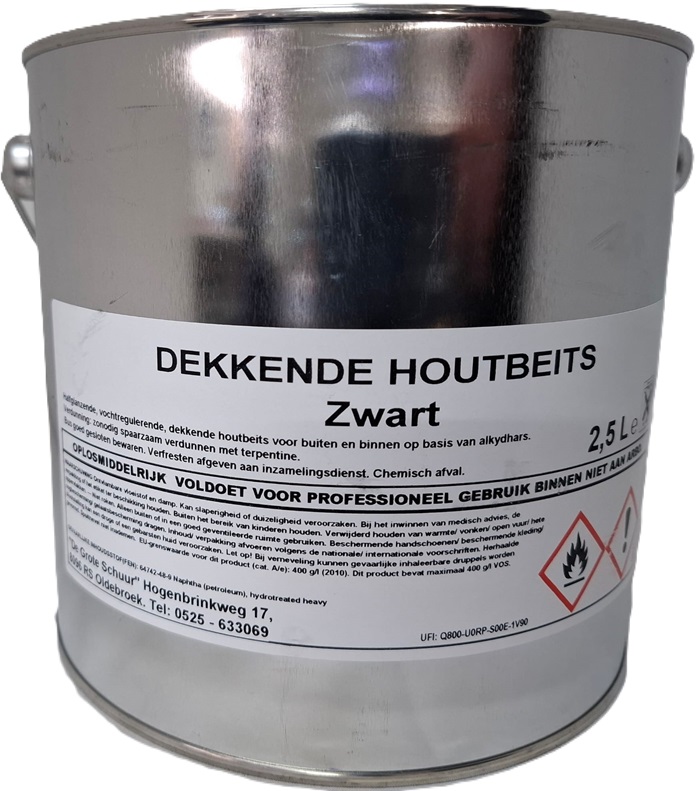 Dekkende houtbeits zwart 9450 2,5 liter